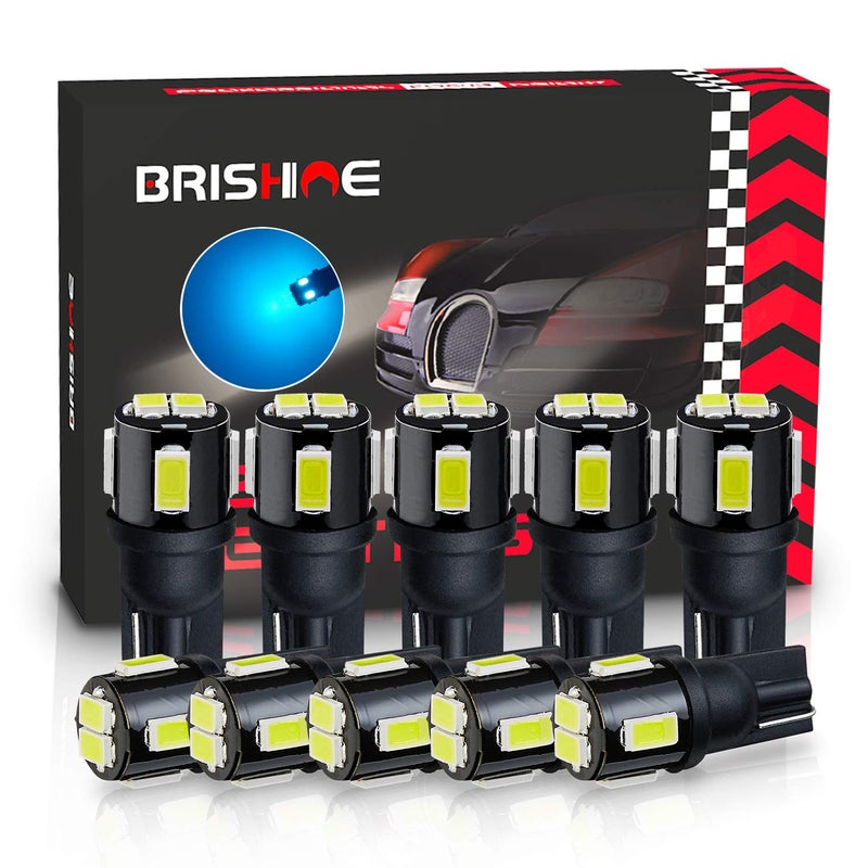 BRISHINE 194 LED Bulbs Extremely Bright Ice Blue 5630 Chipsets 168 2825 175 T10 W5W LED Replacement Bulbs for Car Interior Dome Map Door Courtesy Trunk License Plate Lights(Pack of 10) - Image 1